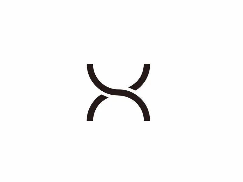 A minimal black X-shaped logo mark.